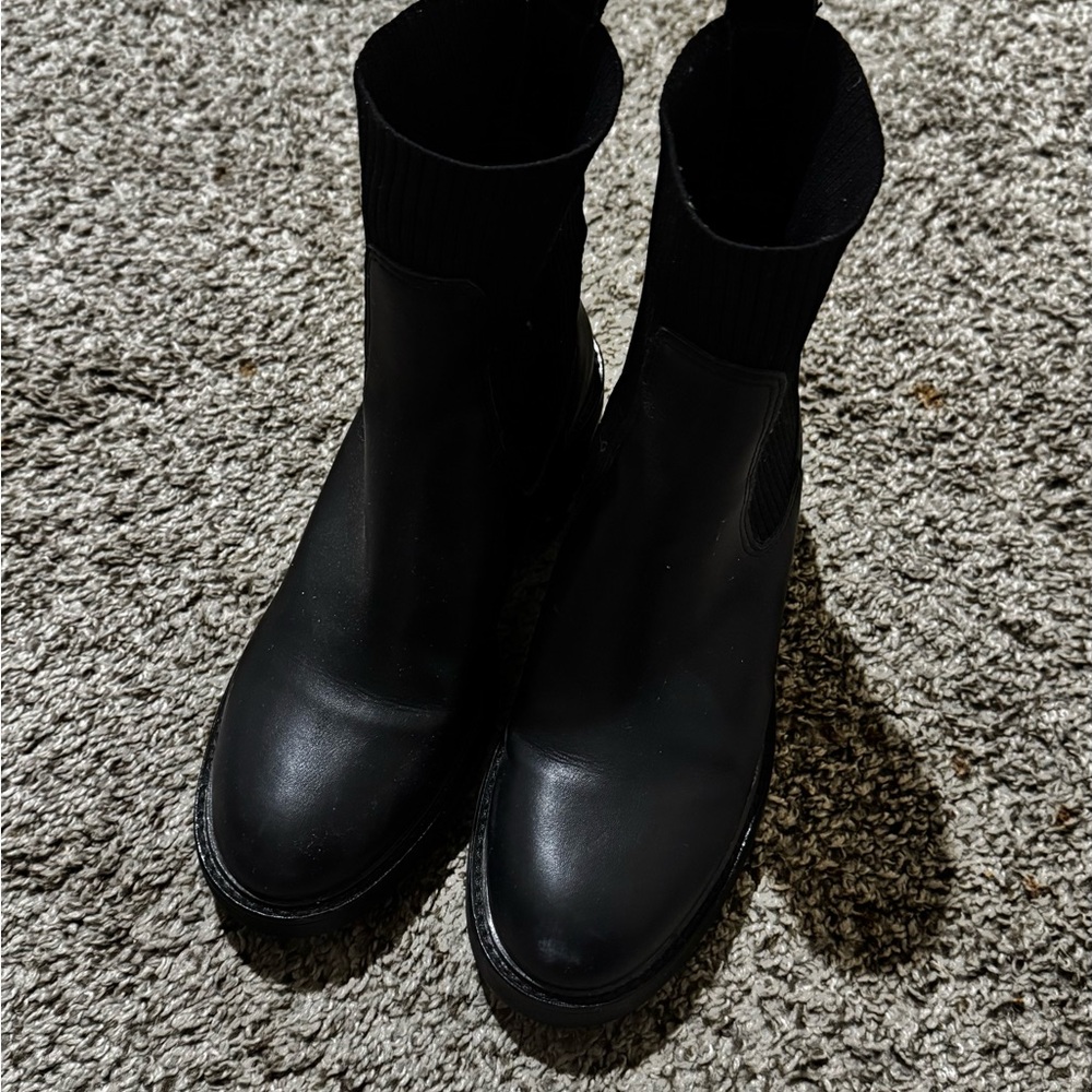 Steve Madden Black Sock Ankle Boots